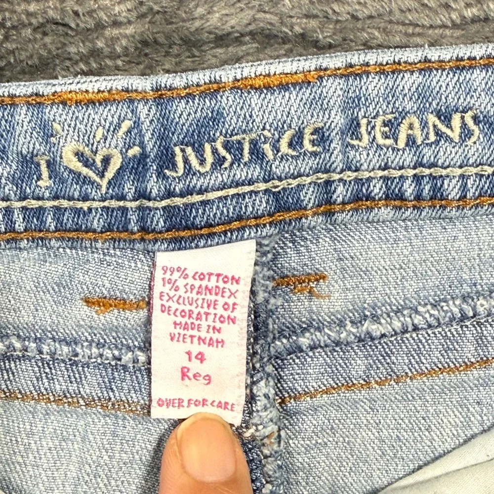 Justice Girls Light Wash Denim Jeans Size 14 Regular Stretch Blue Regular Fit‎